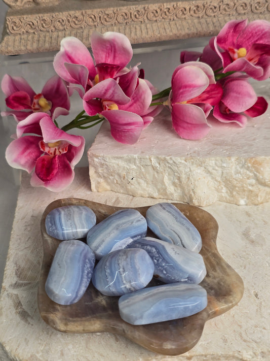 Blue Lace Agate Mini Palm Stones