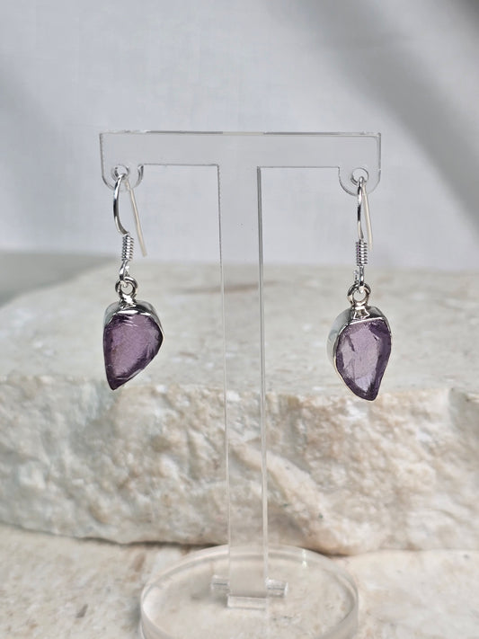 Raw Amethyst Sterling Silver Earrings