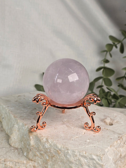 Periwinkle Rose Quartz Sphere & stand