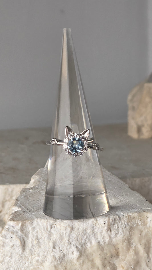 Blue Topaz Sterling Silver Ring adjustable band