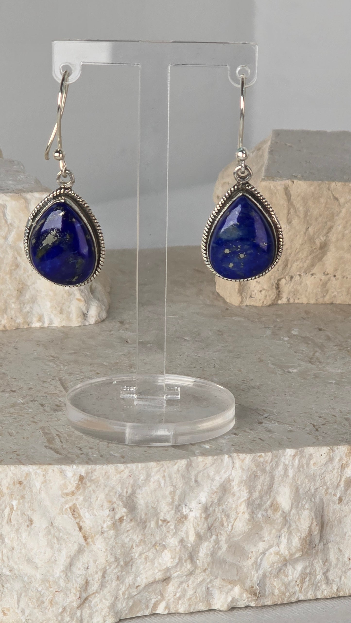 Lapis Hook Earrings Sterling Silver