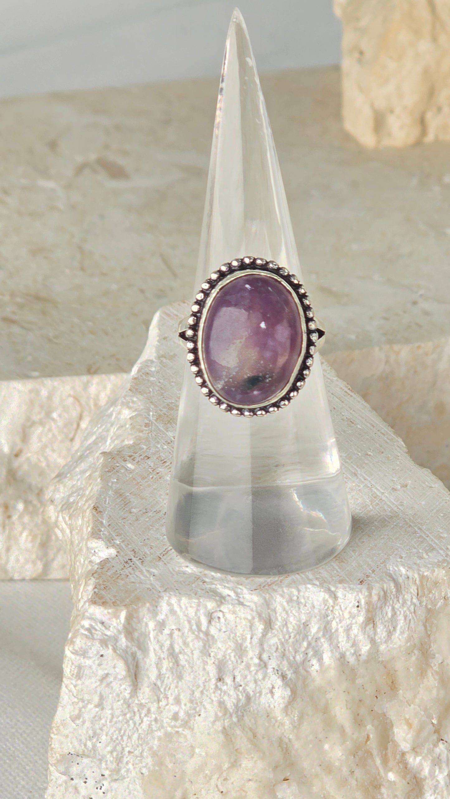 Lepidolite Sterling Silver Ring Size 6