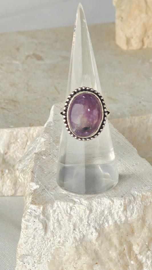 Lepidolite Sterling Silver Ring Size 6