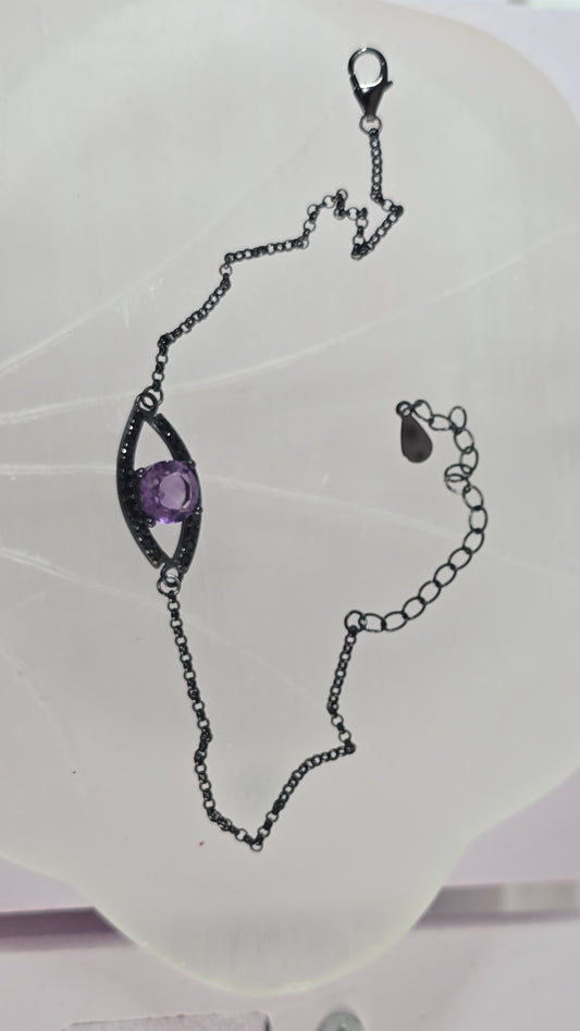 Amethyst Sterling Silver Bracelet (black plated)