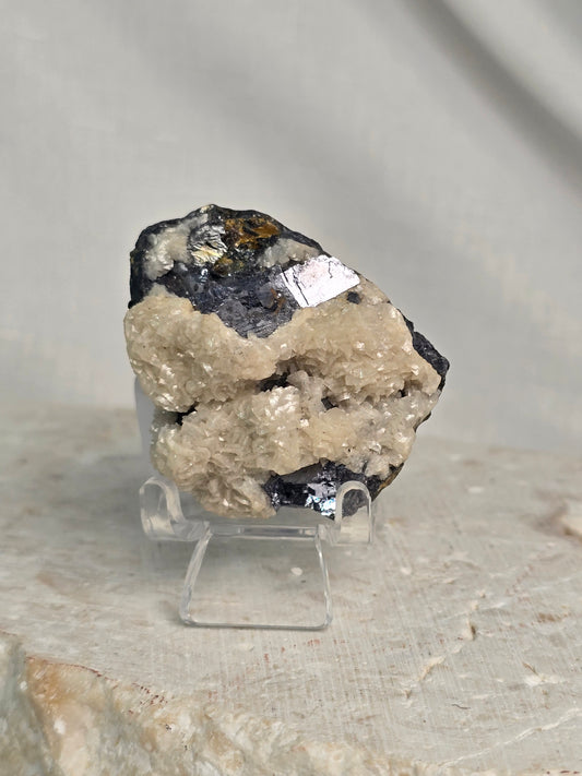 Hematite and Calcite Specimen & stand