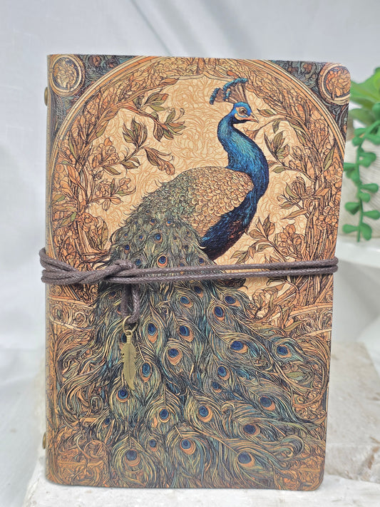 Peacock Design Leather Grimoire