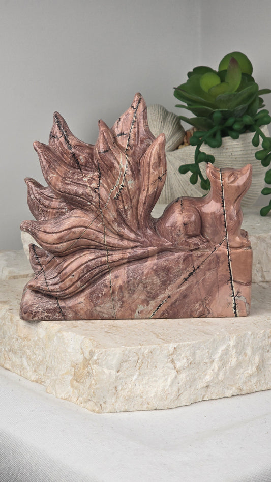 Pink Picture Jasper 9 Tail Fox