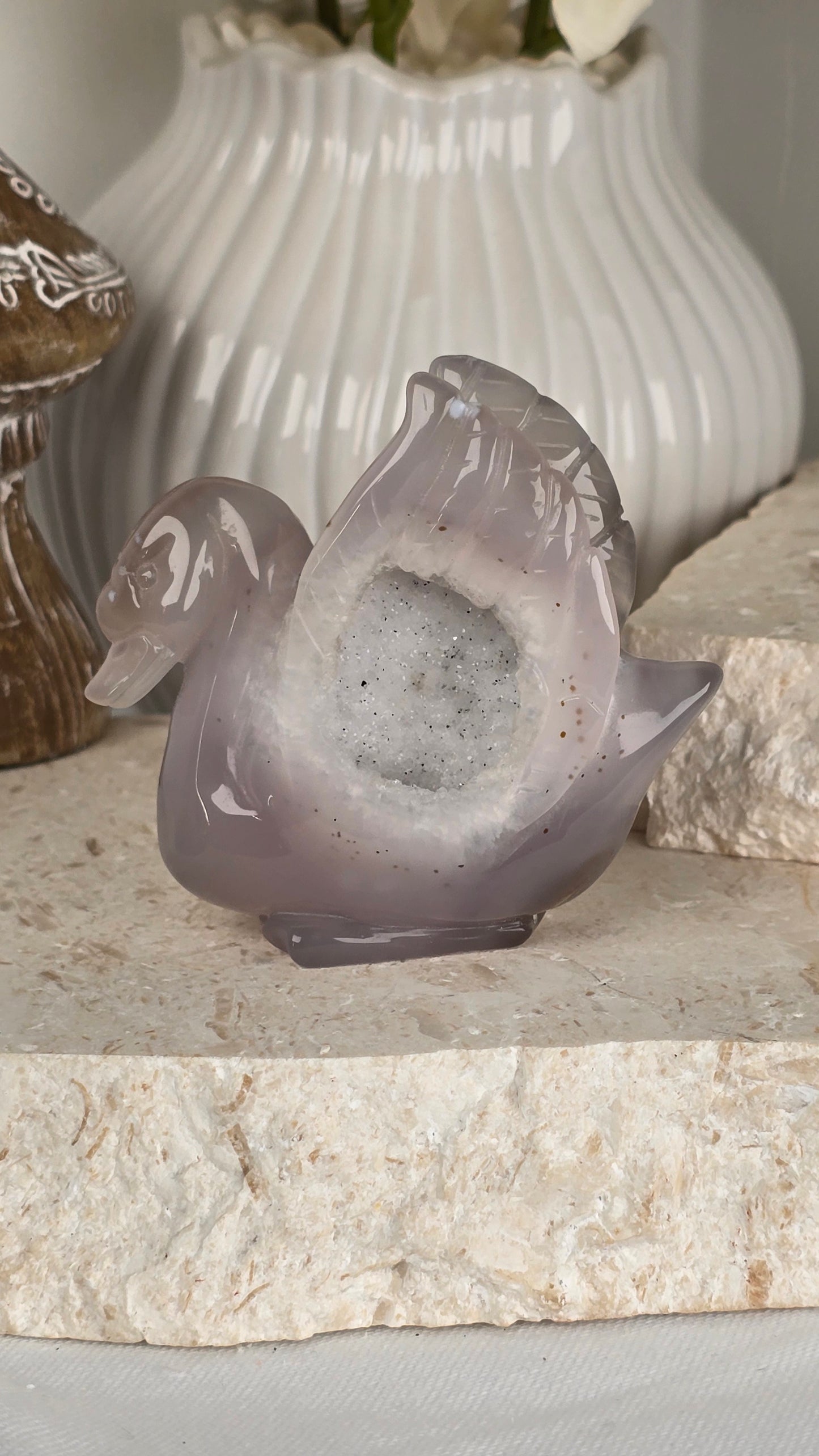 Druzy Agate Swan