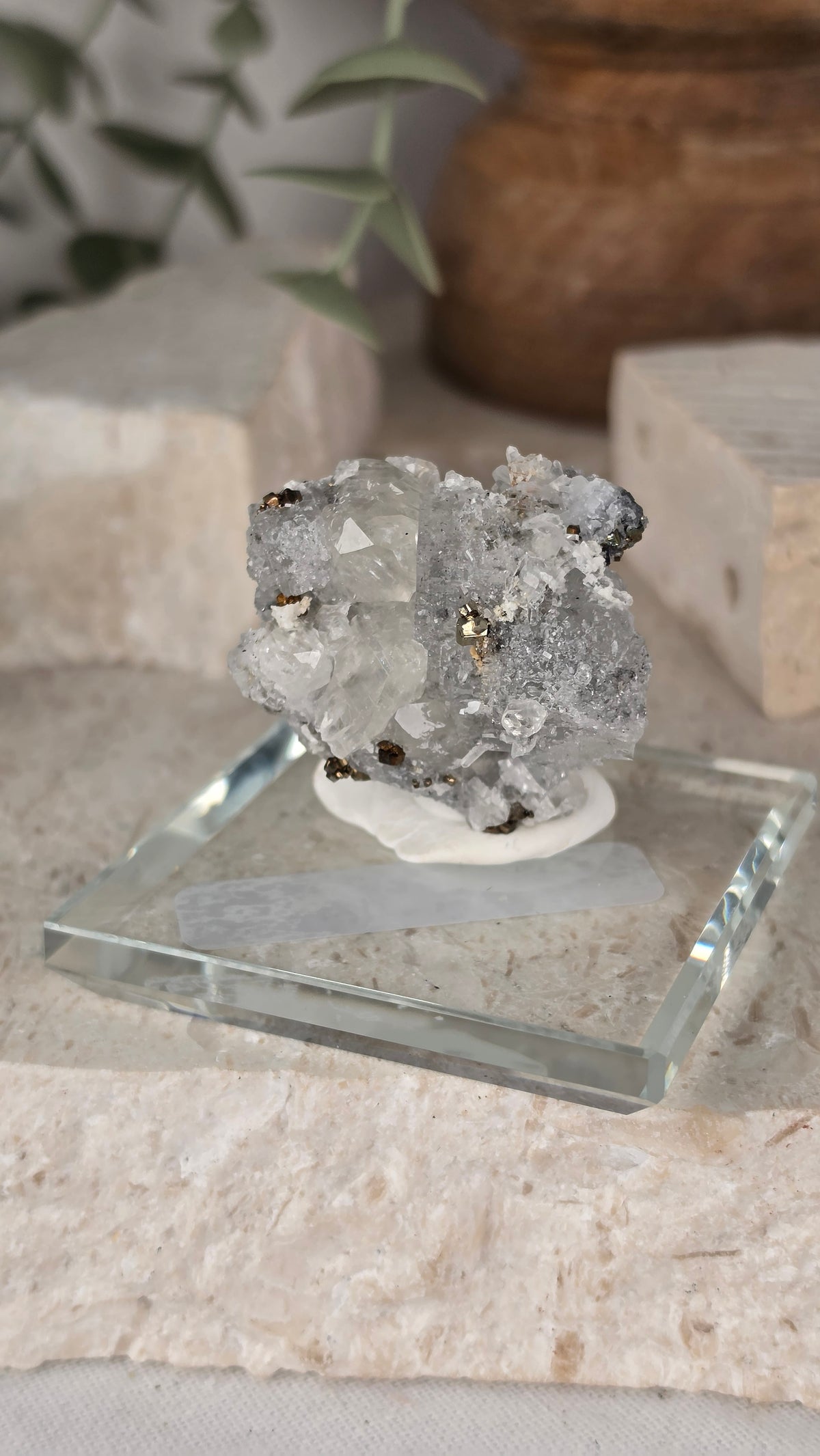 White Fluorite & Pyrite Specimen