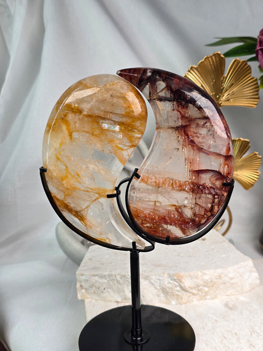 Large Golden Healer & Fire Quartz Yin Yang