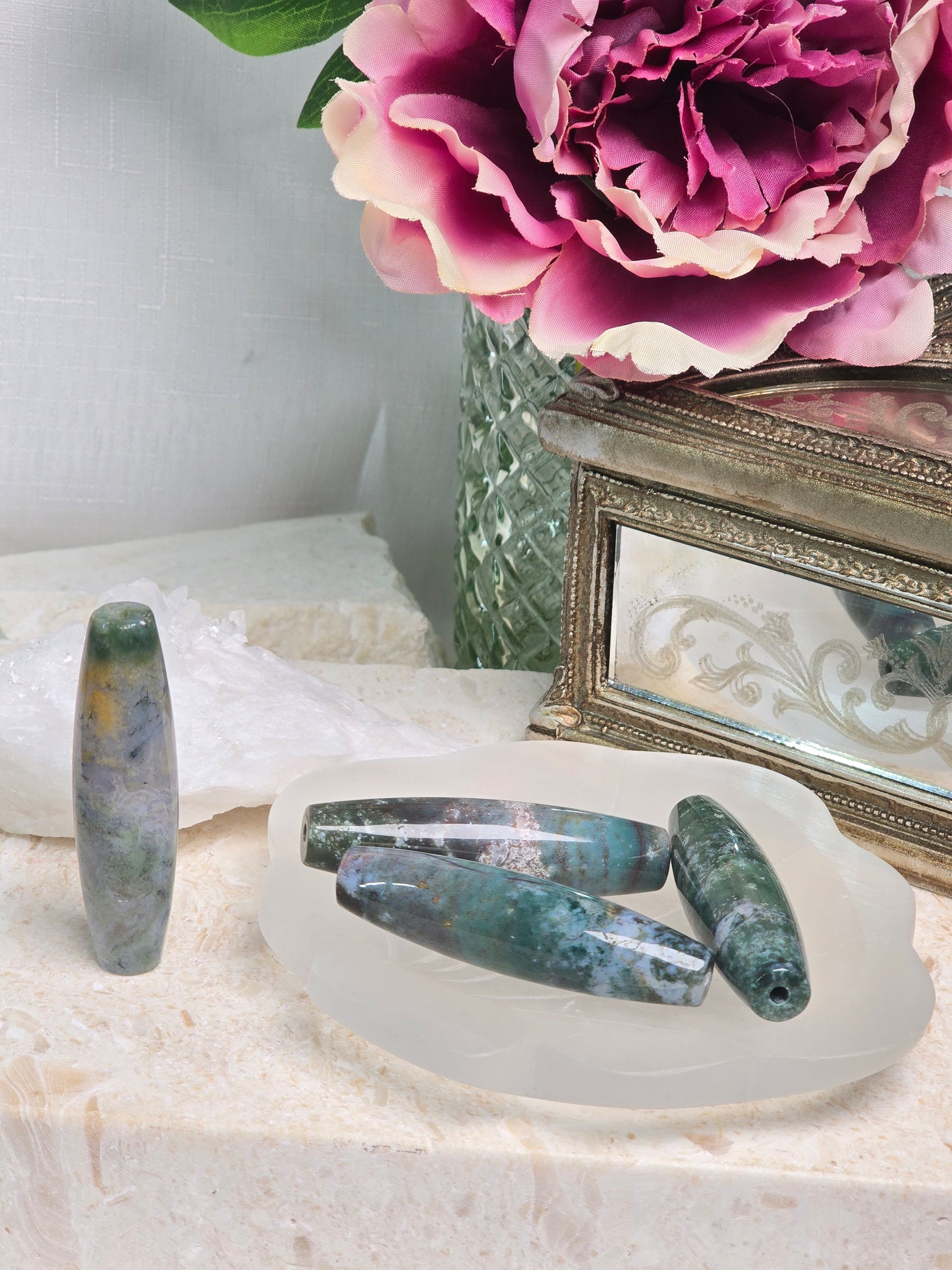 Ocean Jasper Long Tumble Stone/Bead