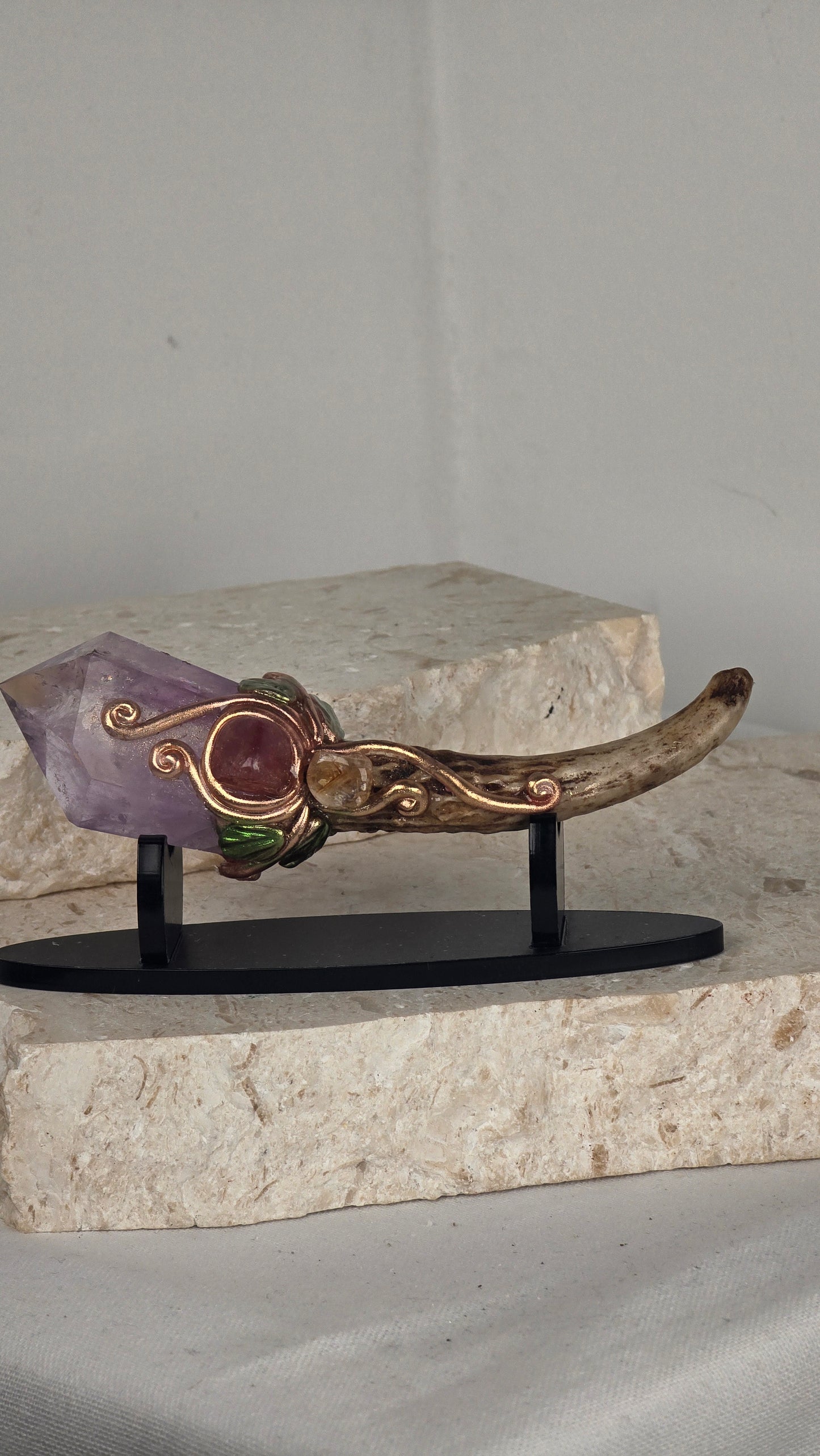 Amethyst Deer Antler Wand