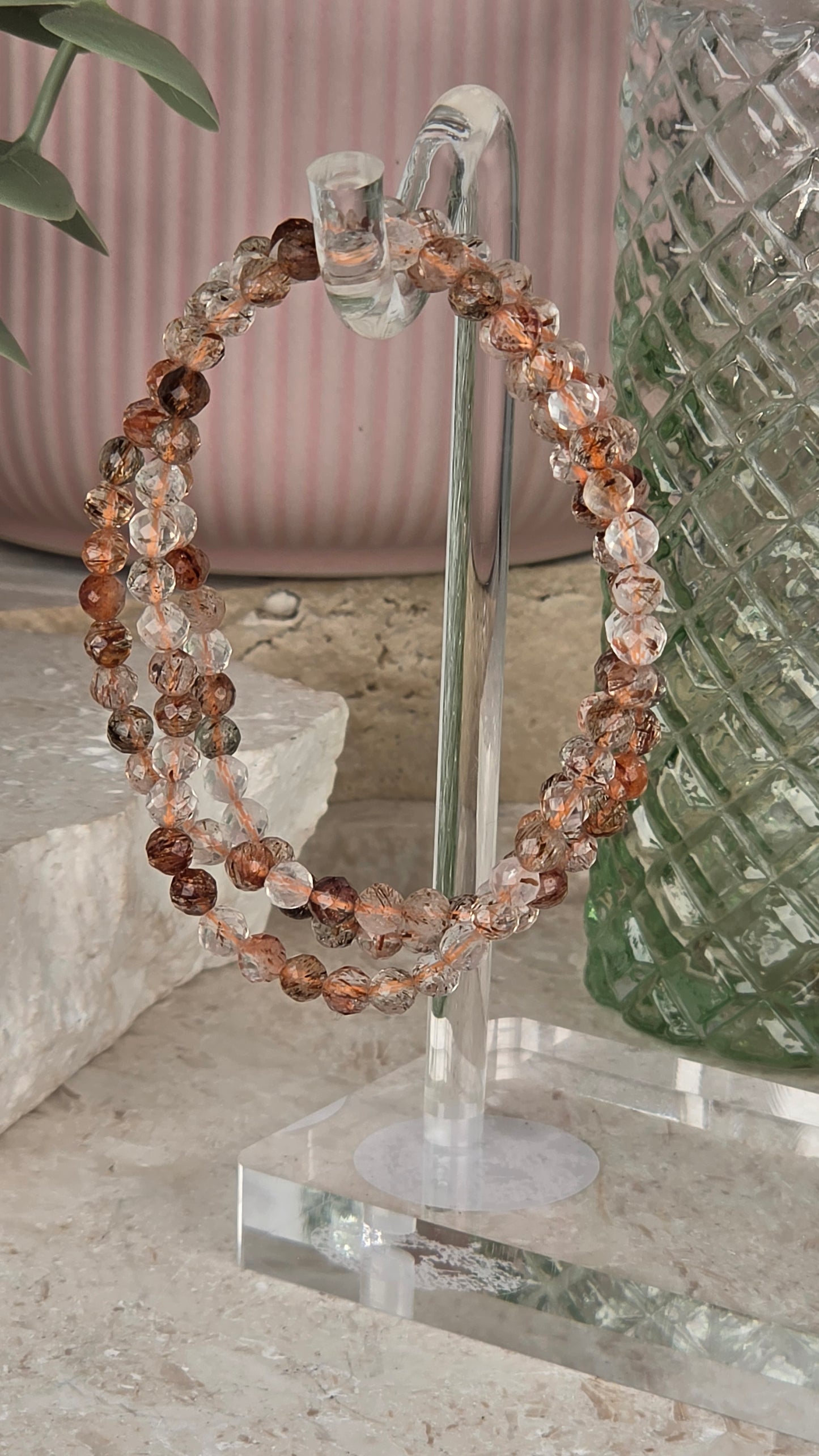 Copper Rutile Fire Quartz 4mm bracelet