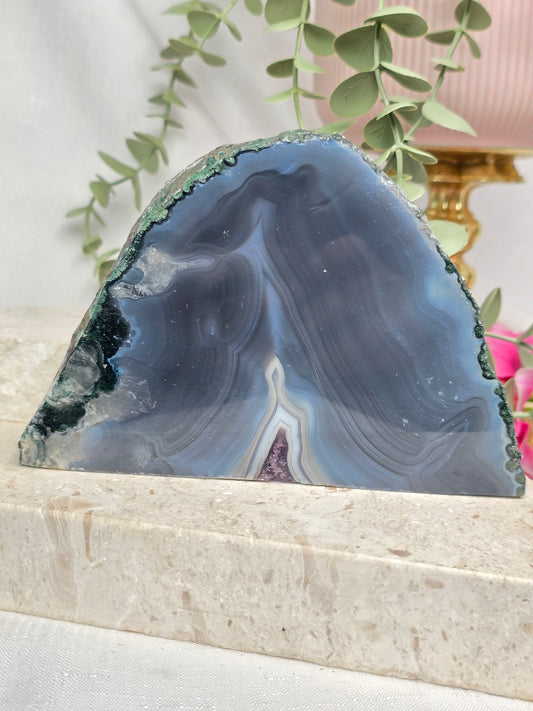 Amethyst in Agate Geode Slice