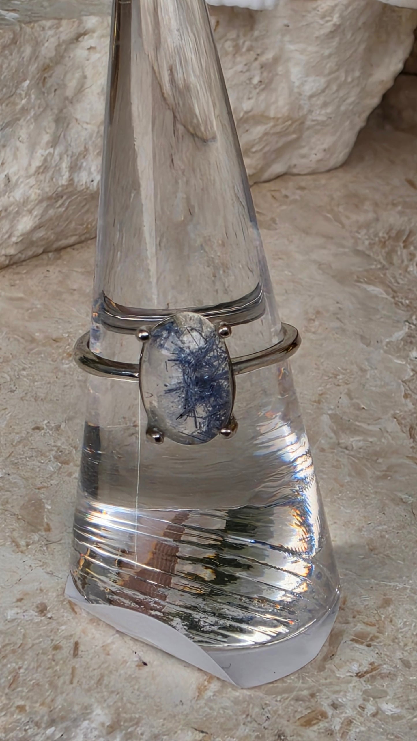 Sterling Silver Dumortierite adjustable ring