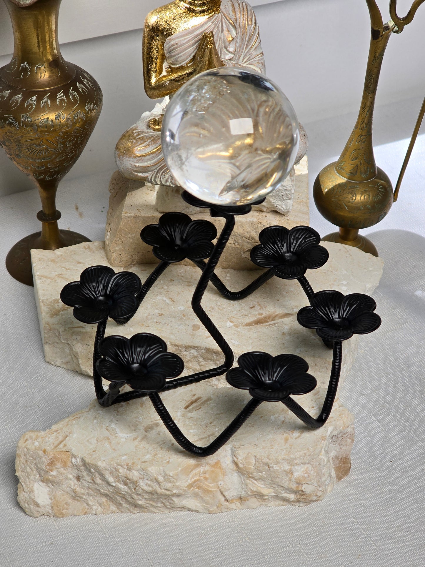 Black Metal Flower 7 Sphere Stand