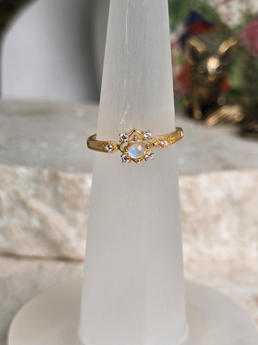 Moonstone gold plated Sterling silver adjustable Ring