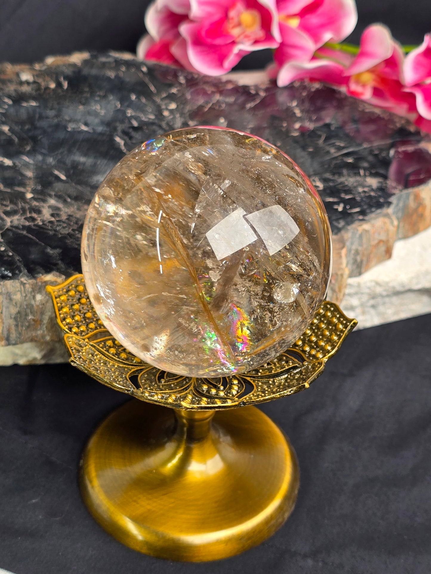Bronze Lotus Spheres Stand