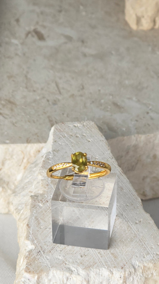 Chrysoberyl Sterling Silver/gold plated Ring adjustable band