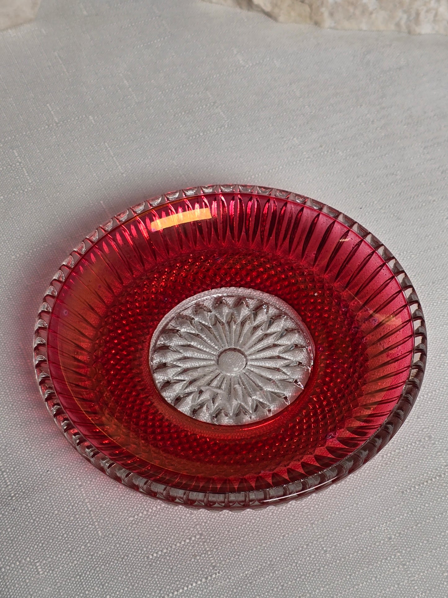 Vintage Red Carnival Glass Dish
