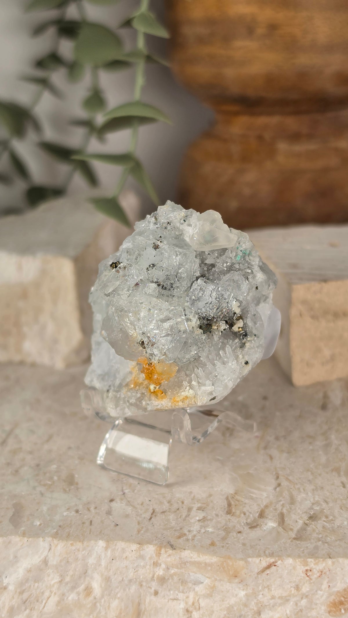 White Fluorite & Pyrite Specimen