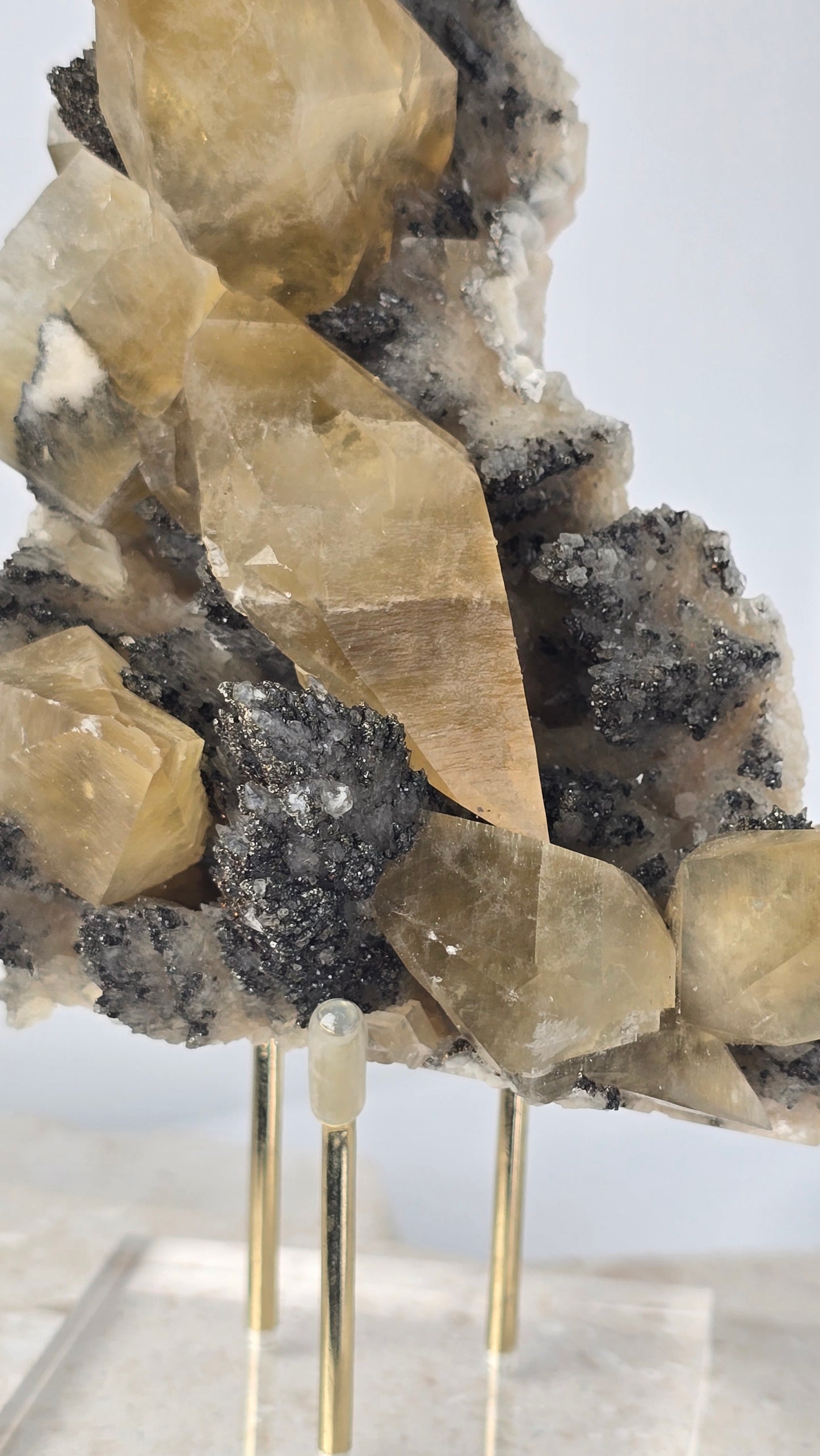 Peruvian Golden Dogtooth Calcite with Pyrite