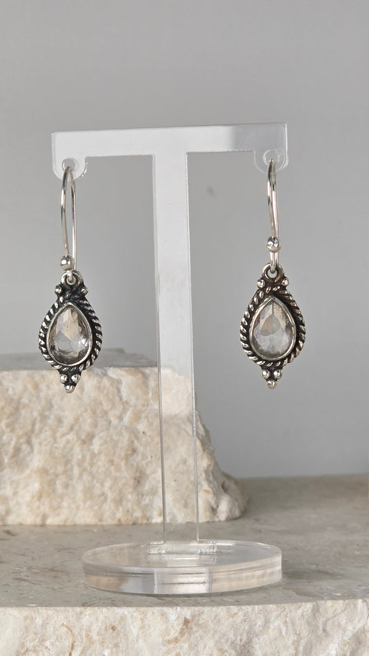 Clear Quartz Earrings Sterling Silver