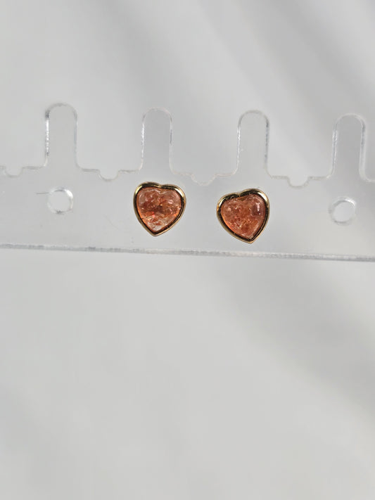 Golden Sunstone Sterling Silver gold plated stud Earrings