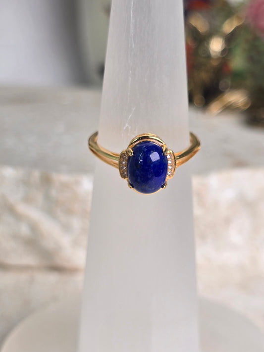 Lapis Lazuli gold plated Sterling silver adjustable Ring A