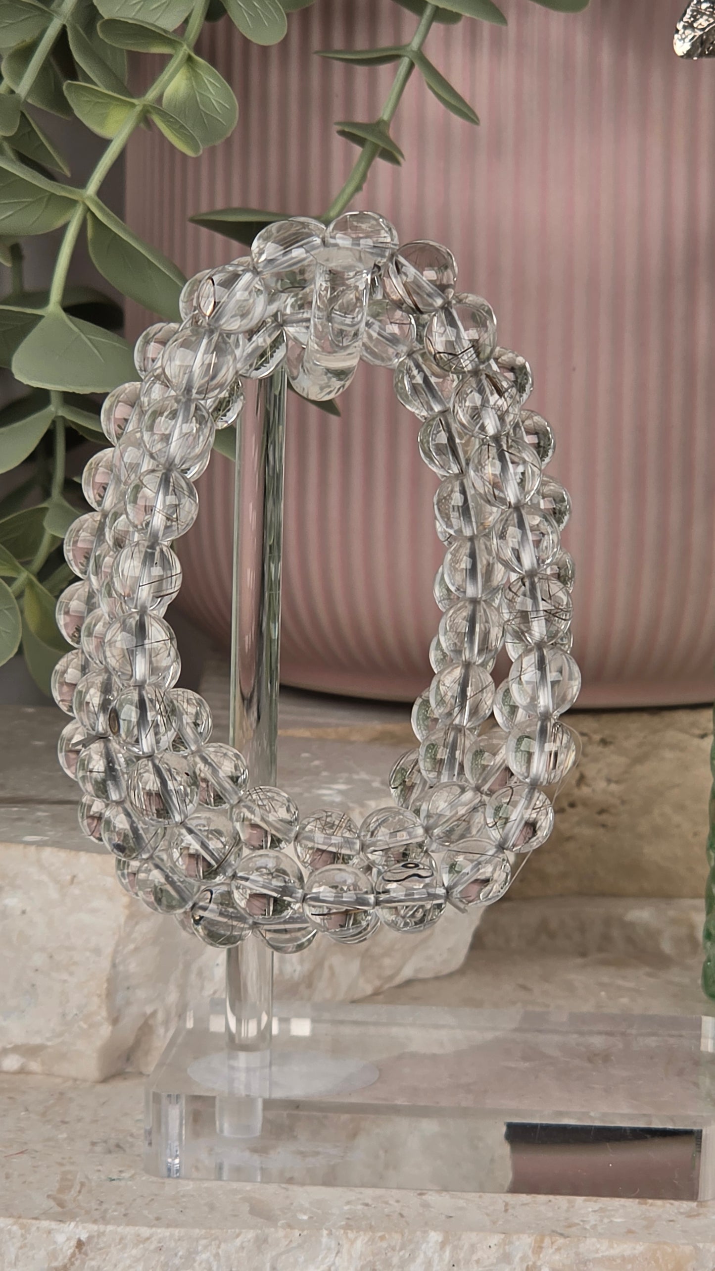 Silver Rutilated Quartz 6mm Bracelet